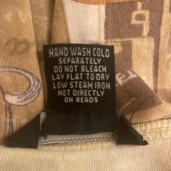 Raakhee multicolored graphic cafe 3/4 sleeve blouse size large - Picture 6 of 6